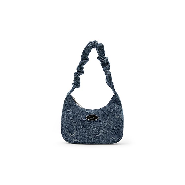 Champion Twisted Underarm Bag Script Logo Enamel Tag Pleated Hair Tie Shoulder Strap Casual Versatile Synthetic Leather Shoulder Bag Small U4AACPU14