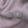 European and American Full Diamond Stud Earrings - Elegant Small Round Diamonds, Cold Style, Versatile High-End Aesthetic.