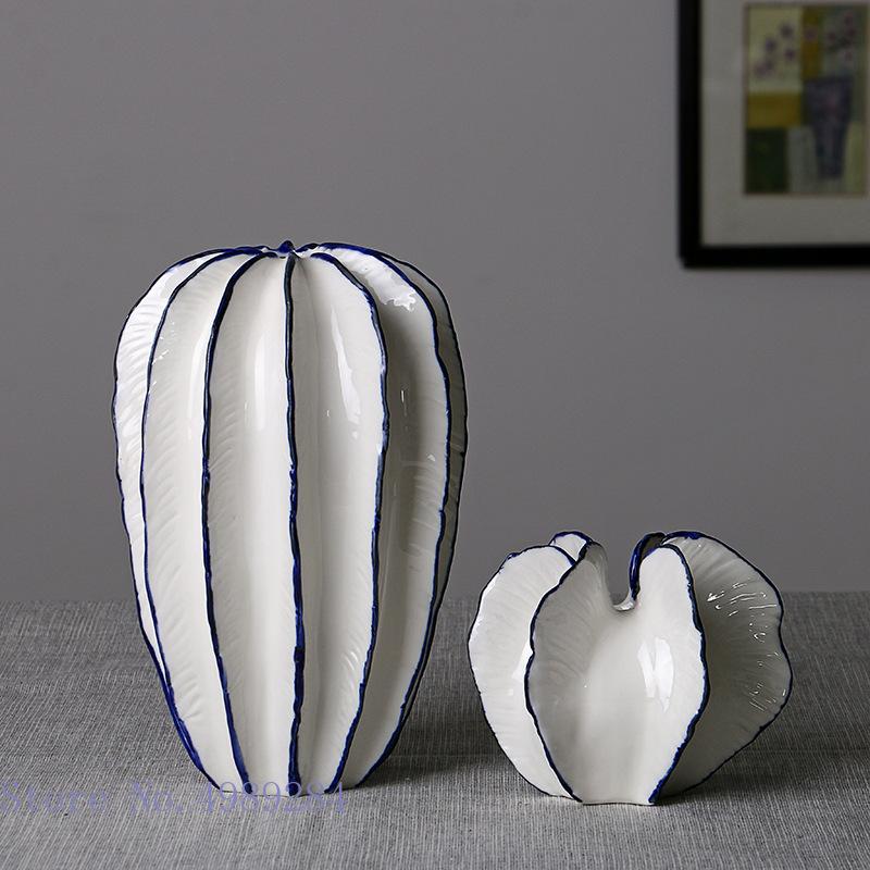 

Ceramic Vase Irregular Line Flower Arrangement Handmade Ceramic Flower Shape Crafts White Carambola Vase Modern Home Decoration