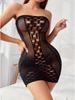 Women'S Sexy Lingerie Hollow Out See Through Dress Sexy Black Sheer Mesh Bodycon Mini Dress Exotic Nightwear Intimate Wear