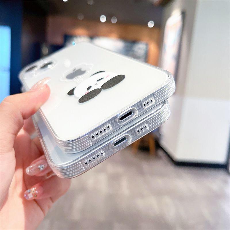 Funny Cute China Panda Clear Phone Case For iPhone16 15 14 13 12 11 Pro MAX Shockproof Covers