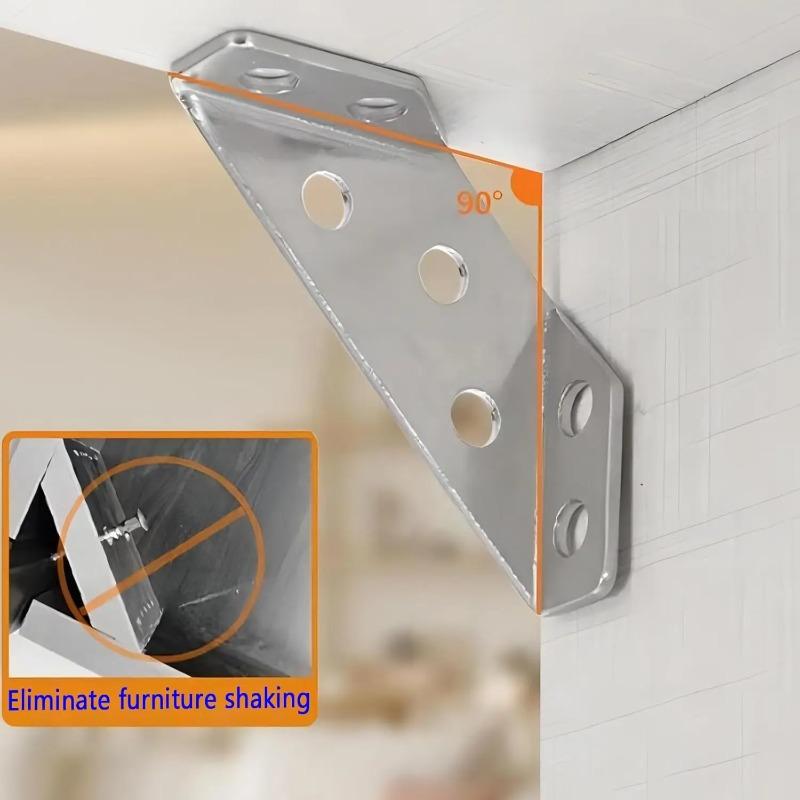 Vinkelbeslag Rostfritt Stål Möbelvinkel Hyllkoppling Skåpstöd Fästram Vinkelbeslag med Skruv