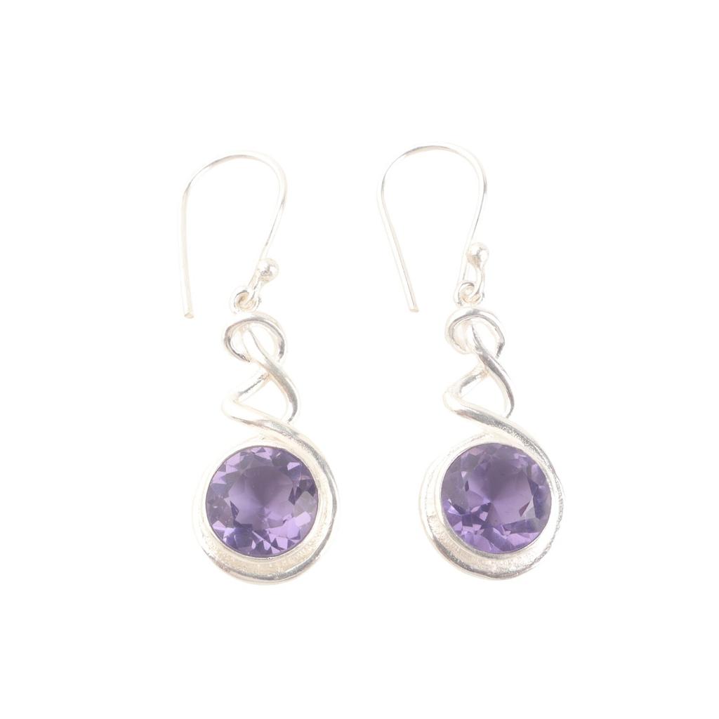 Natural Iolite Gemstone Handmade 925 Sterling Silver Designer Earrings  1.67" CE-14-9