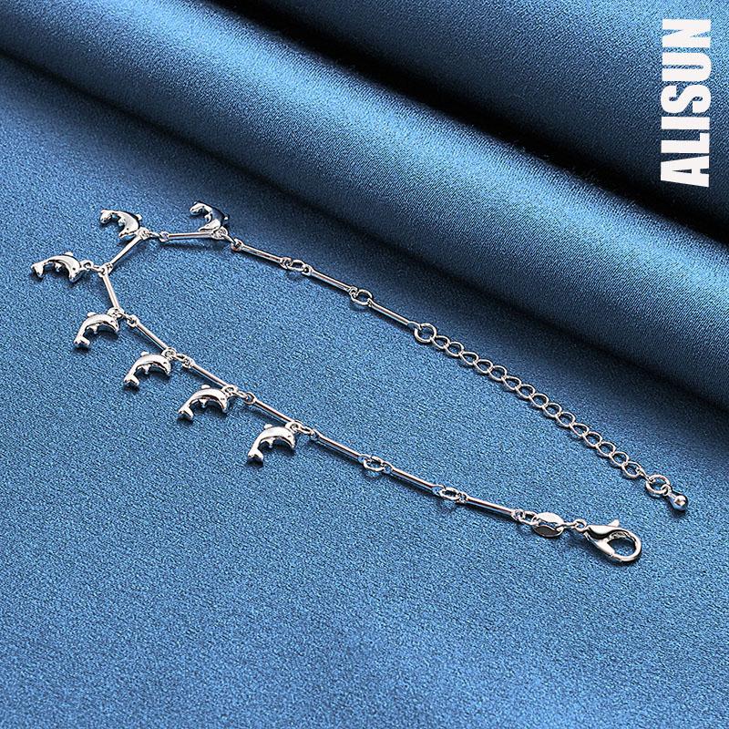 925 Sterling Silver Dolphin Pendant Bracelet Fashionable Wedding Jewelry