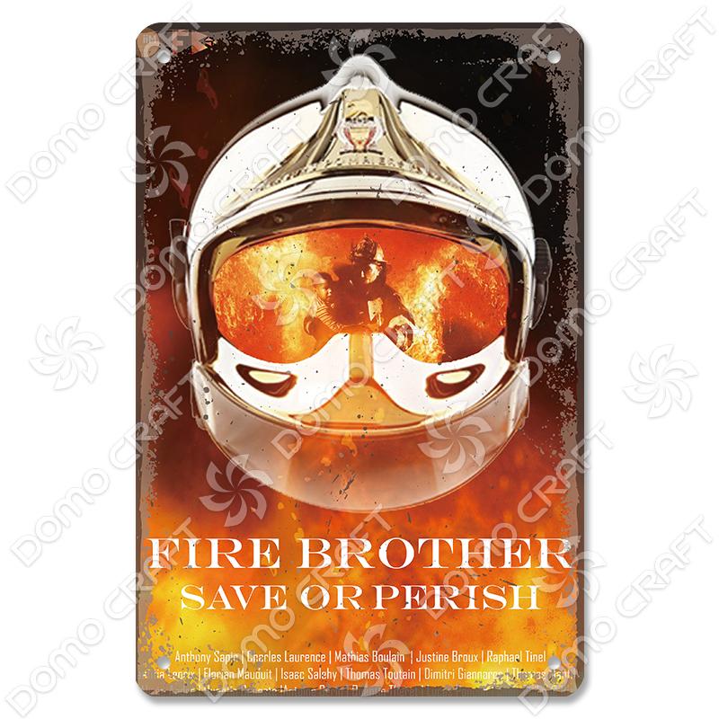 Vintage Fireman Tin Sign Metal Plate Classic Firefighter Movie Metal Poster Wall Decor for Garage Club Hotel Home