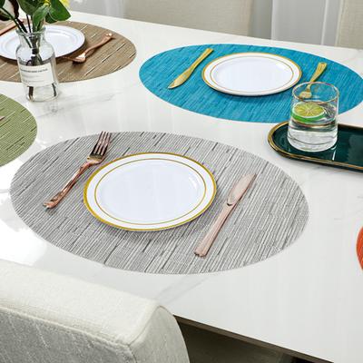 2 pièces motif bambou napperon ovale Anti-brûlure résistant à la chaleur antidérapant étanche isolation thermique PVC lavable au lave-vaisselle décoration de table à manger