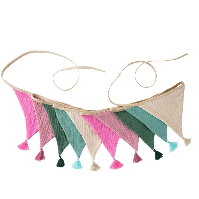 Festoni Bandierine in Cotone Crepe Colori Caramella Luminosi Per Asilo Nido Compleanni di Bambini Feste Eventi
