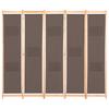 5 Piece Room Divider Brown 200 X 170 X 4 Cm Fabric
