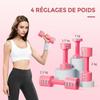 Adjustable Dumbbell Set, 5 kg 4-in-1, Pairs 1/1.5/2/2.5 kg, Non-Slip Handles, Cherry Pink