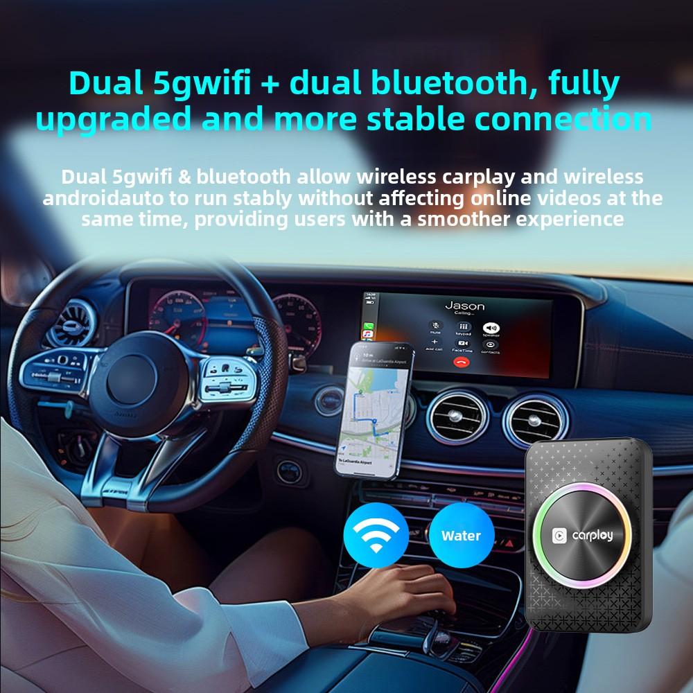 Original Car Wired-to-Wireless CarPlay Android Auto Adapter 4K HD 4GB + 32GB for Output RK3528 Chip Dual-Band Wi-Fi USB Type-C