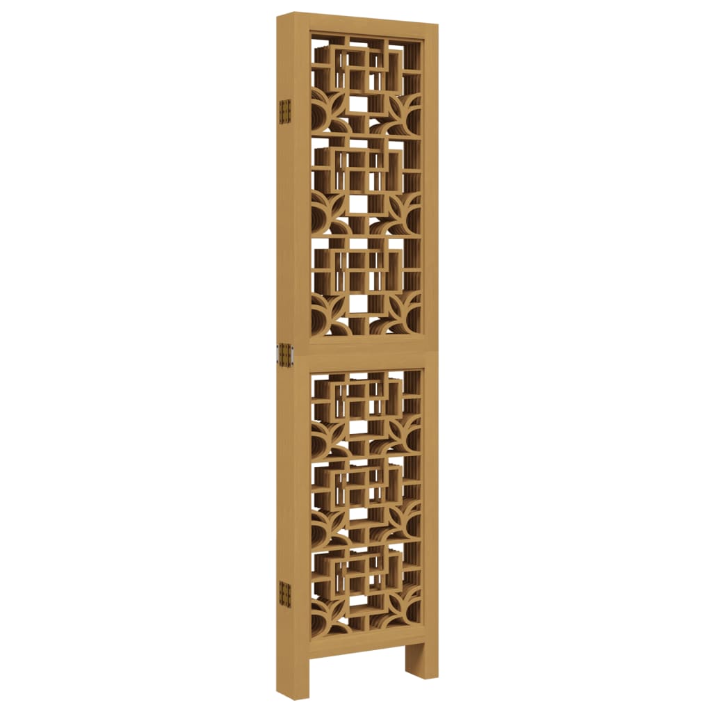 6 Piece Room Divider In Brown Solid Paulownia Wood