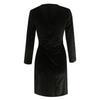 Women's Velvet Dress Sexy Pleated Slim Deep V-neck Elegant Long Sleeve Wrap Party Evening Gown Dress