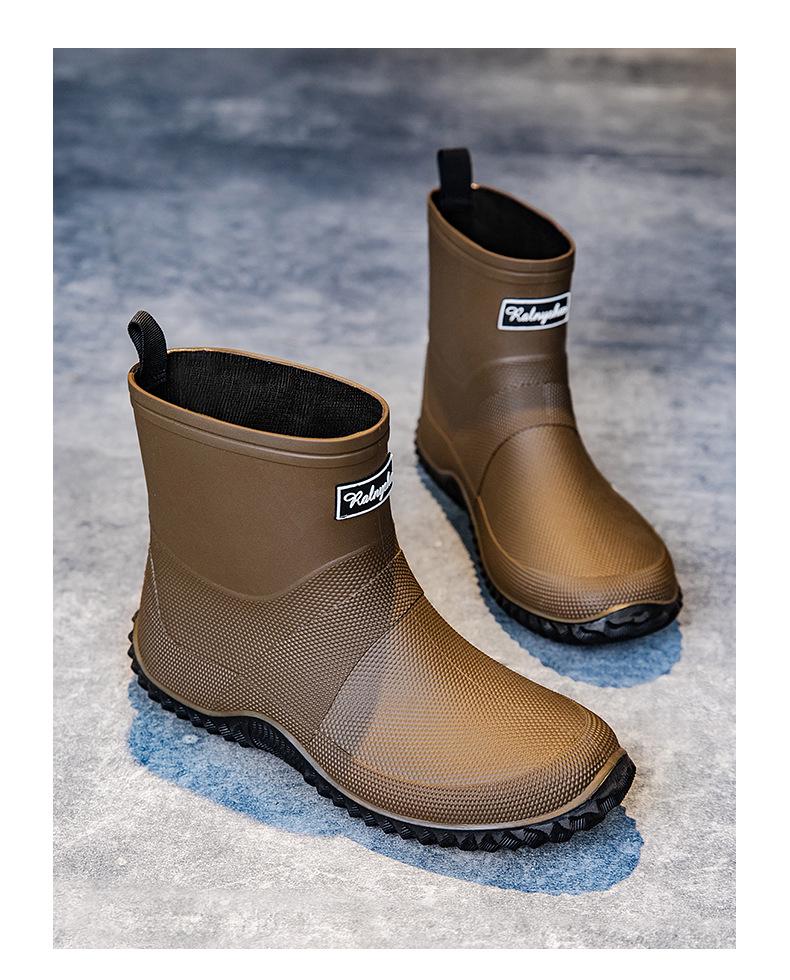 Men's Waterproof Non-slip Rain Boots - Durable, Eco-friendly PVC Ankle Overshoes for Outdoor Commuting