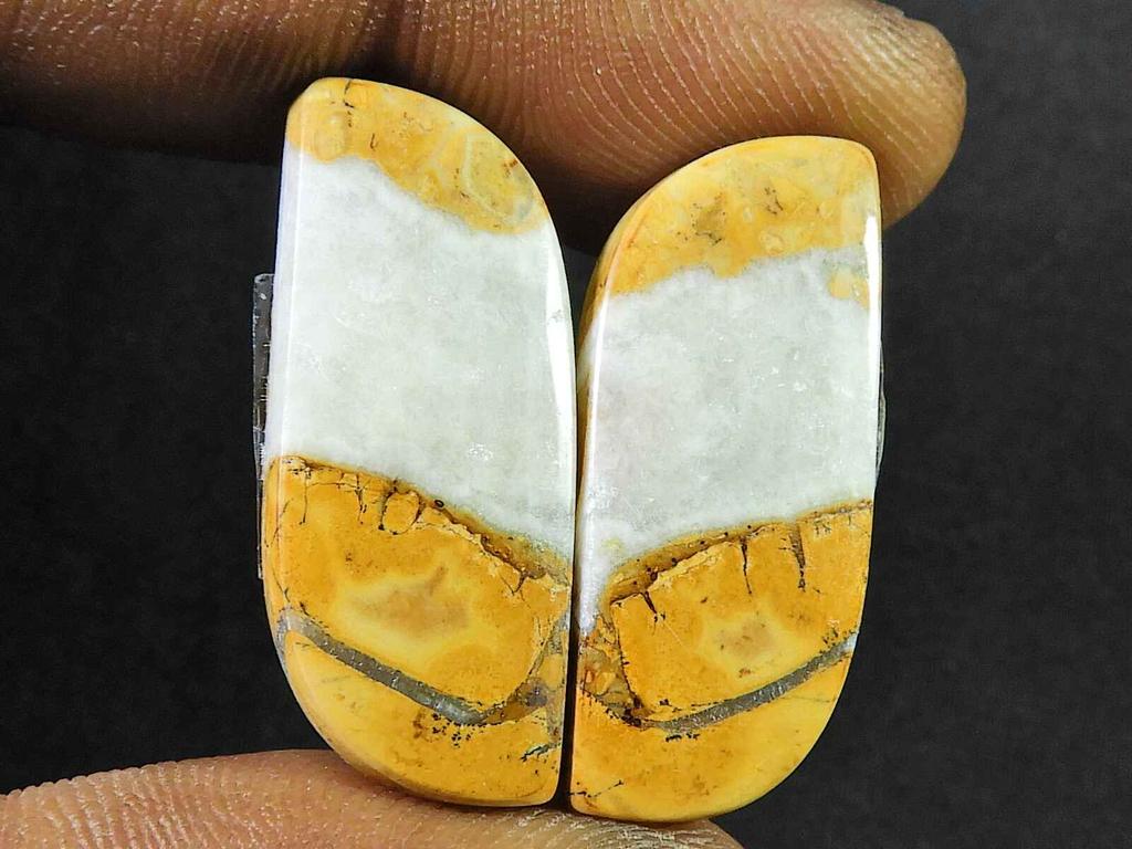 31Cts. Natural Maligano Jasper (11mm X 27mm Each) Fancy Cabochon Match Pair SK-2779