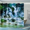 3D Nature Landscape Waterfall Scenery Waterproof Shower Curtain Bathroom Products Creative Polyester Bath Curtain With 12 Hooks