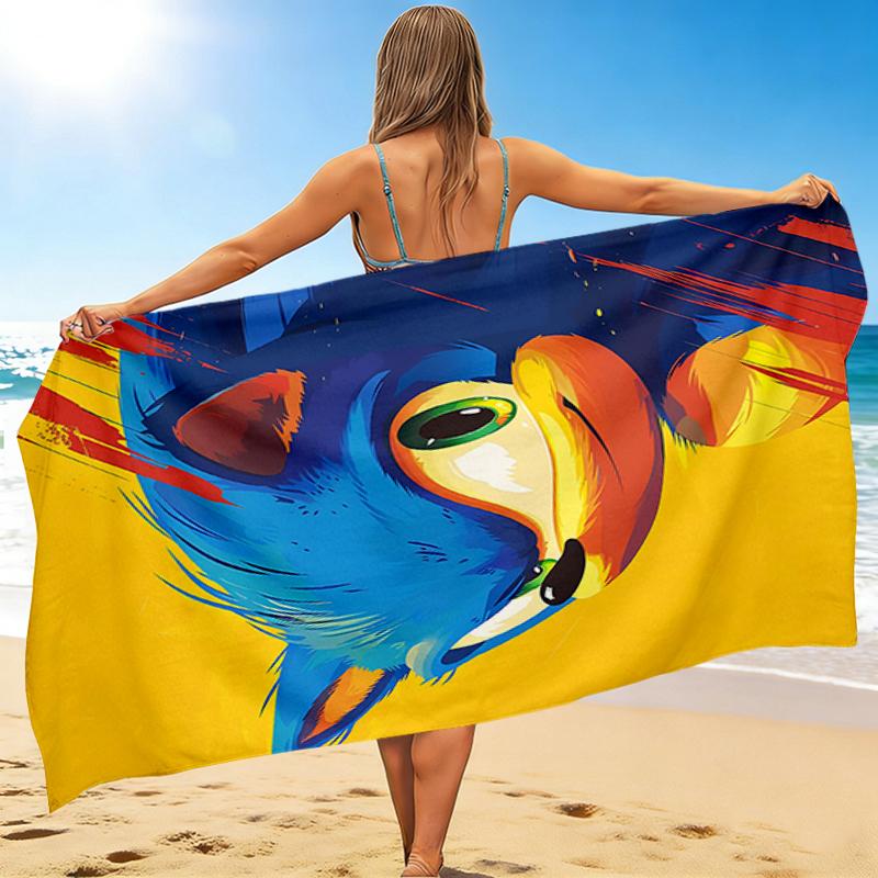 1Pc Sonic Hedgehog Artwork Beach Towel, Quick Dry, Multi-Use for Beach Pool Gym Yoga Home Travel, Christmas, Halloween, Xmas Gift M929206