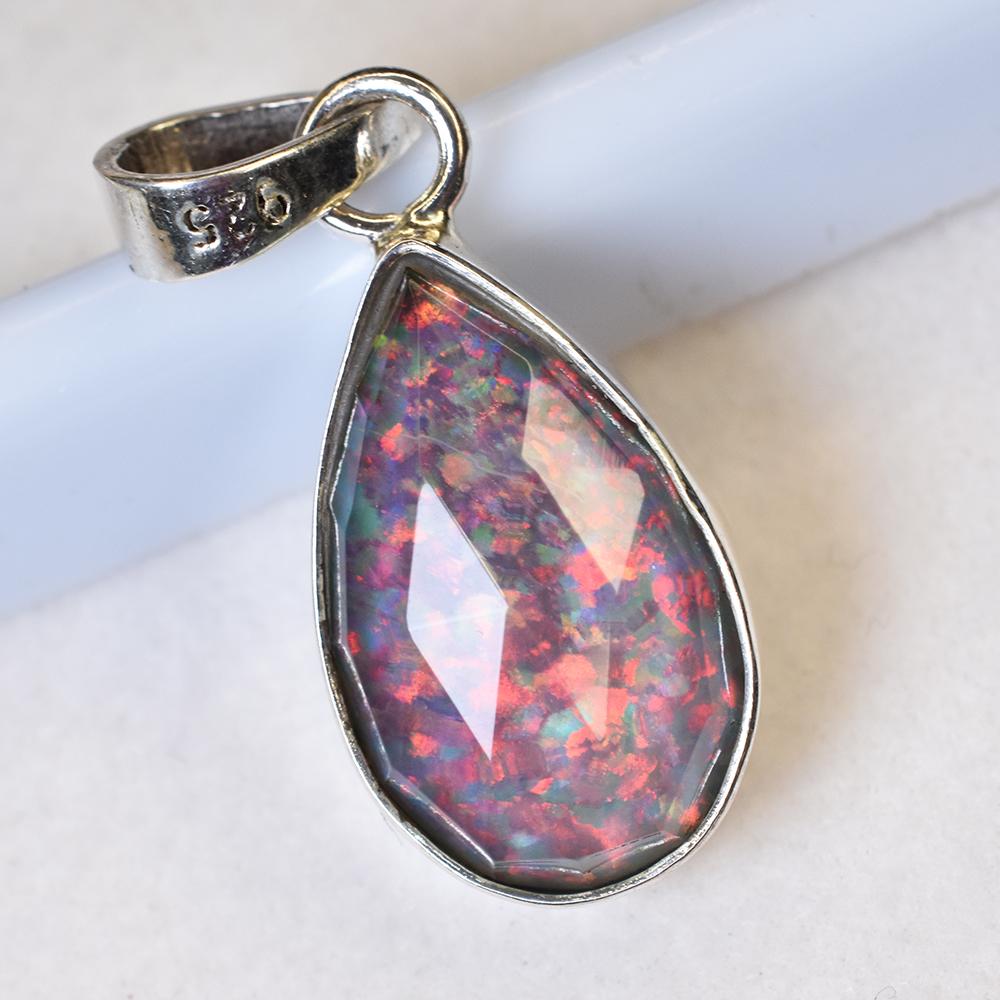Natural Opal Pendant 15 ct Monarch 925 Sterling Silver Pear Cut Gems October Birthday Birthstone