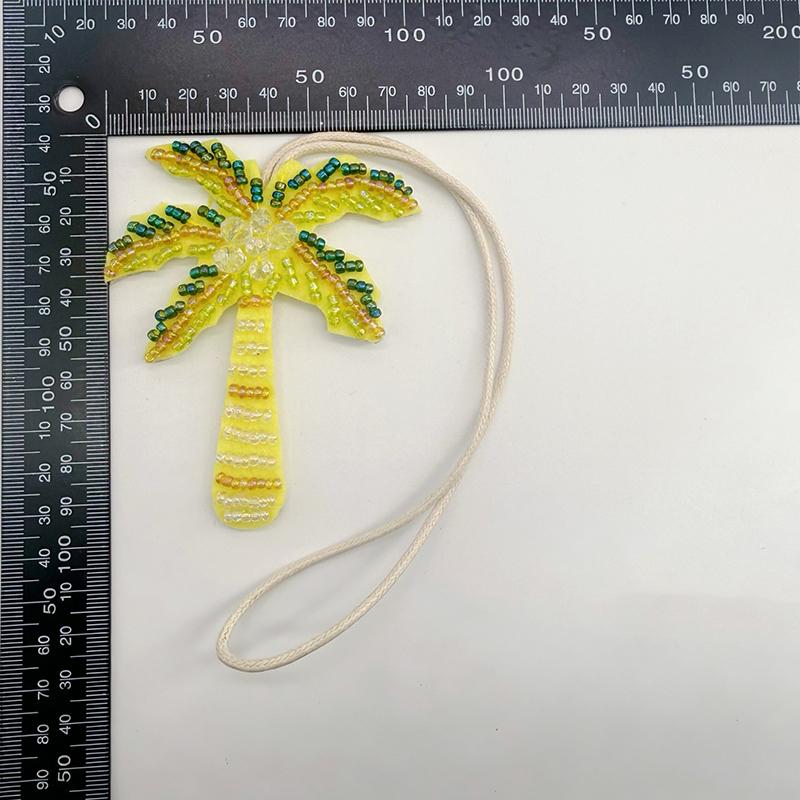 New Crystal Applique Patch Bag Pendant Sequin Coconut Tree Patch Keychain Hanging Rope 3D Beaded Patch Lanyard Gift
