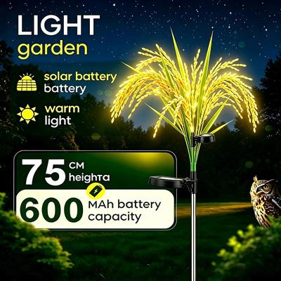 Solar Garden Lawn Lamp IP65 Waterpoof Paddy Outdoor LED Light Last Up To 8H LED Wheat Simulation Lamp Solar Lawn Reed Light