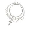 2pc Elegant Crosses Pearls Necklace Versatile Crosses Pendant Pearls Necklace Jewelry for Faithful Fashionistas