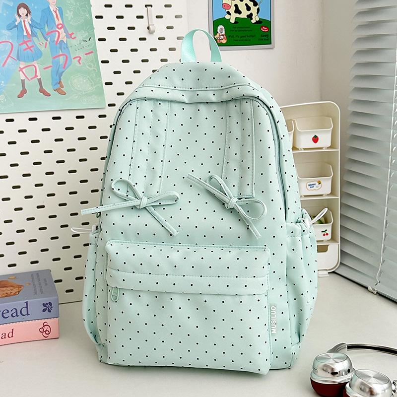 School bag summer new small fresh polka dot sweet girl travel mini backpack high value literary and art fan girls backpack