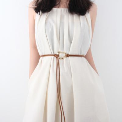 Women Belt Metal Decor Lace-up Imitation Leather Belt Casual Wear-resistant Waist Belt Versatile Fashion Accessory