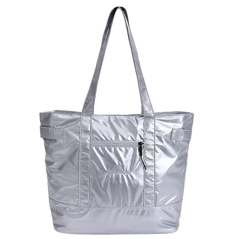 

Large-capacity Commuting Tote Bag Female Students During Class One-shoulder Underarm High-quality Travel Handbag срібний