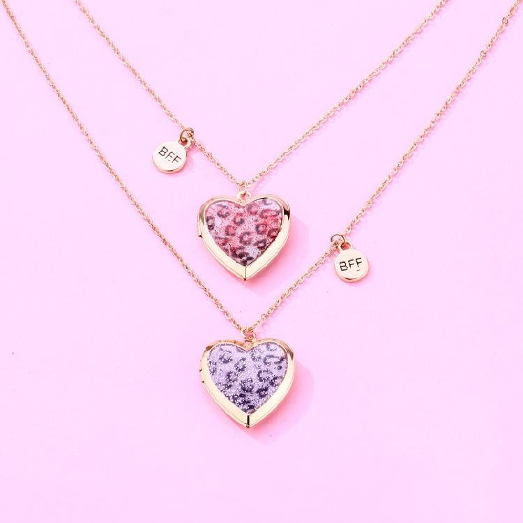2x/Set Heart-shaped Pendant Necklace Best Friends Necklaces Photo Box Necklaces