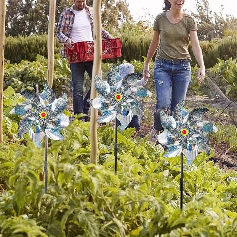 1 Stück Vogelabwehr-Windräder, reflektierende, funkelnde Vogelscheuche, Windrad, Windmühlen-Spinner für Garten, Rasen, Hof, Dekoration, hält Vögel fern