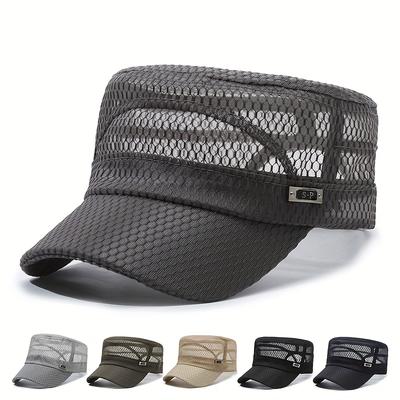 1pc Men'S Mesh Breathable Baseball Cap, Stylish Flat-Top Casual Hat, Sun Protection Wide-Brimmed Hat - Suitable for Daily and Outdoor Sports.