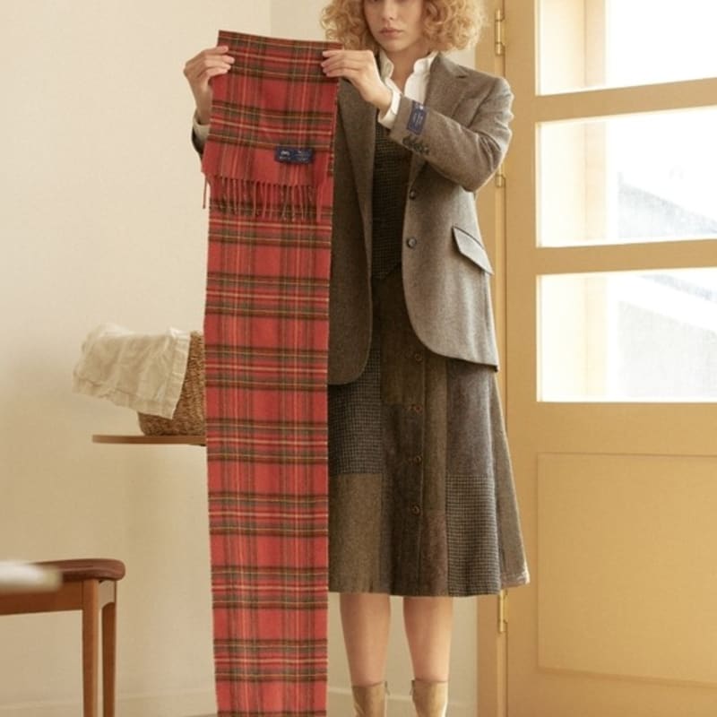 ABRAHAM MOON Merino Wool Muffler 25cm - Antique Royal Stewart