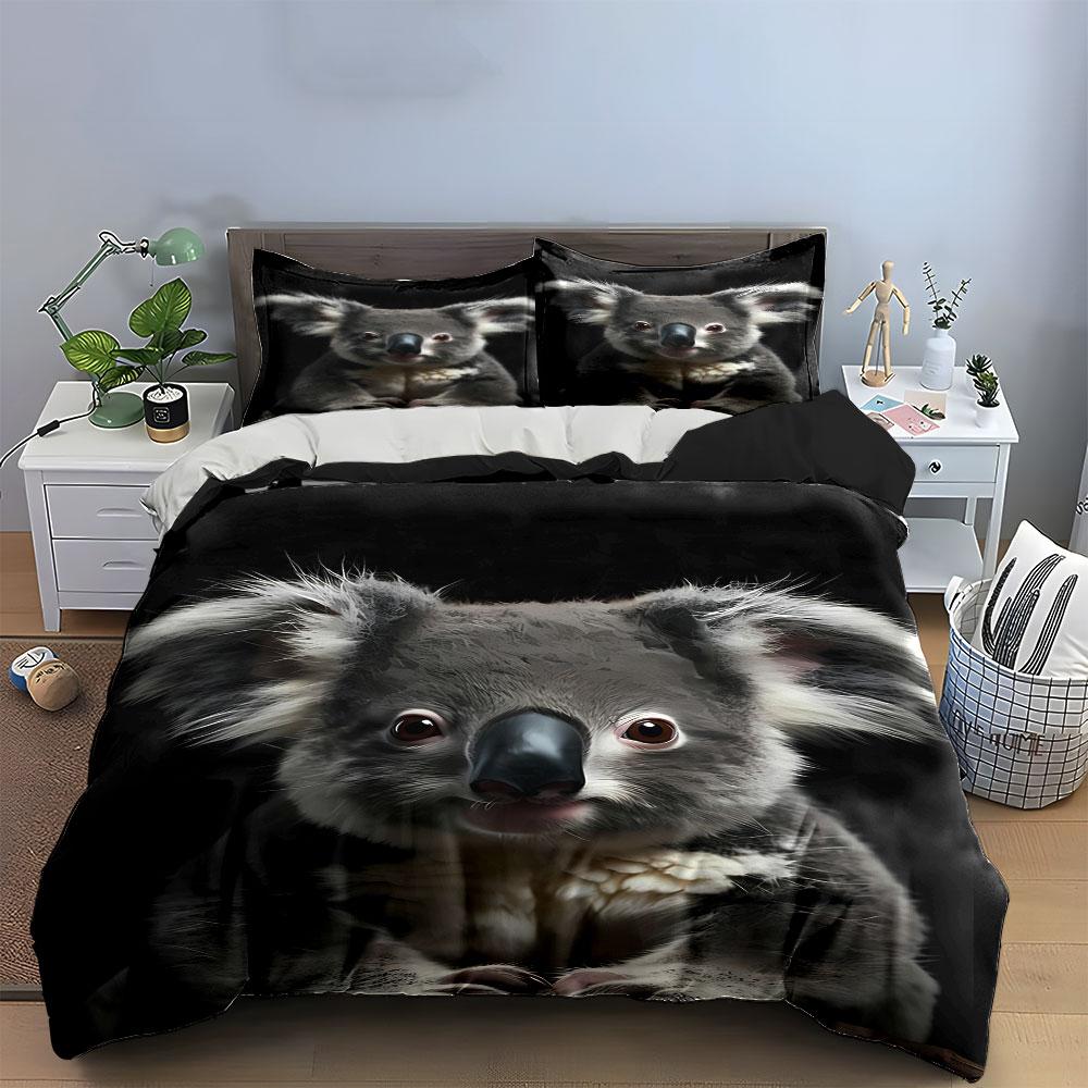 Koala Face Print Pattern. Bedding Sets Duvet Cover Sets Duvet Covers Pillowcases(1* Duvet Cover 2* Pillowcases Without Duvet Insert)