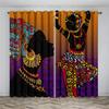 Schwarze Afrikanische Frauen Kunst Abstraktes Design National Lichtfilternde Vorhänge Fenstergardinen für Wohnzimmer Schlafzimmer 2 Stück Dekor