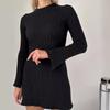 2024 Autumn Women's Solid Color Round Neck Slim Fit Long Sleeve Knit Dress