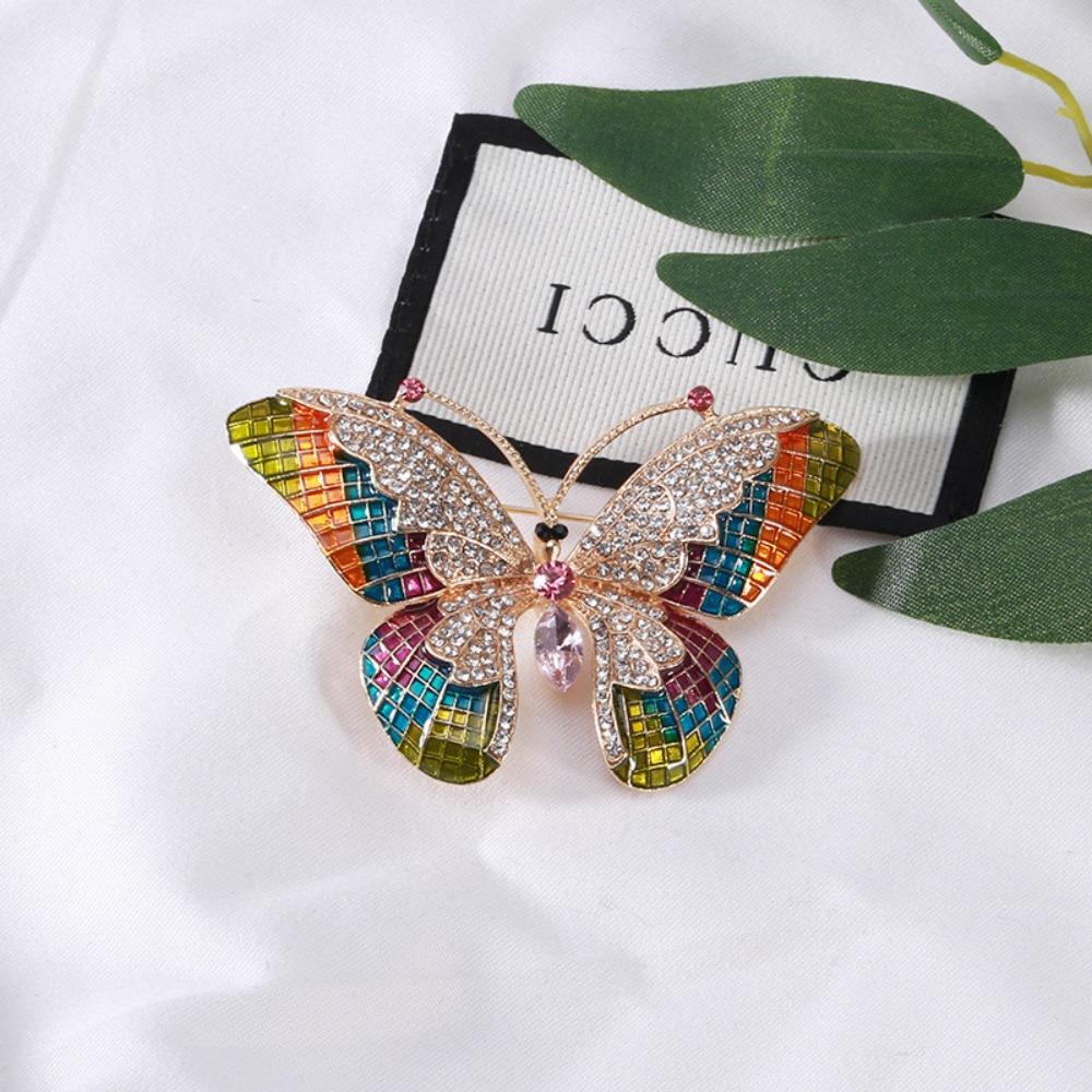 Butterfly Shape Rhinestone Butterfly Brooches Colorful Chic Butterfly Pin  Women