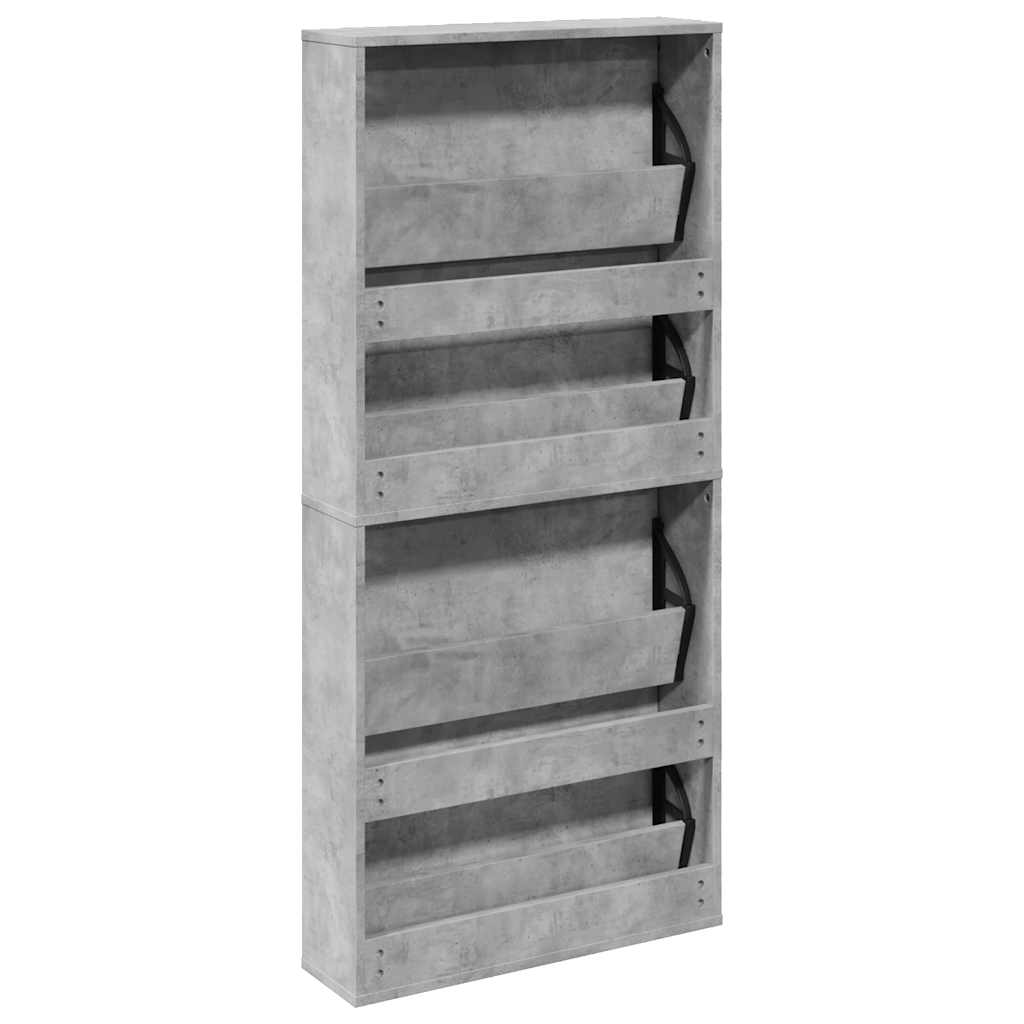 Vidaxl Szafka Na Buty Z Lustrem, 4 Poziomy, Szary Beton, 63X17X134 Cm
