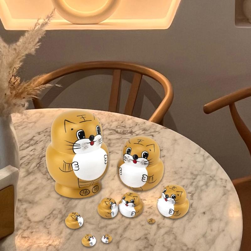 Traditional Russian Nesting Dolls 10Pcs/Set Hand Painted Wood Matryoshka  Theme Nesting Dolls Folk Art Collectibles