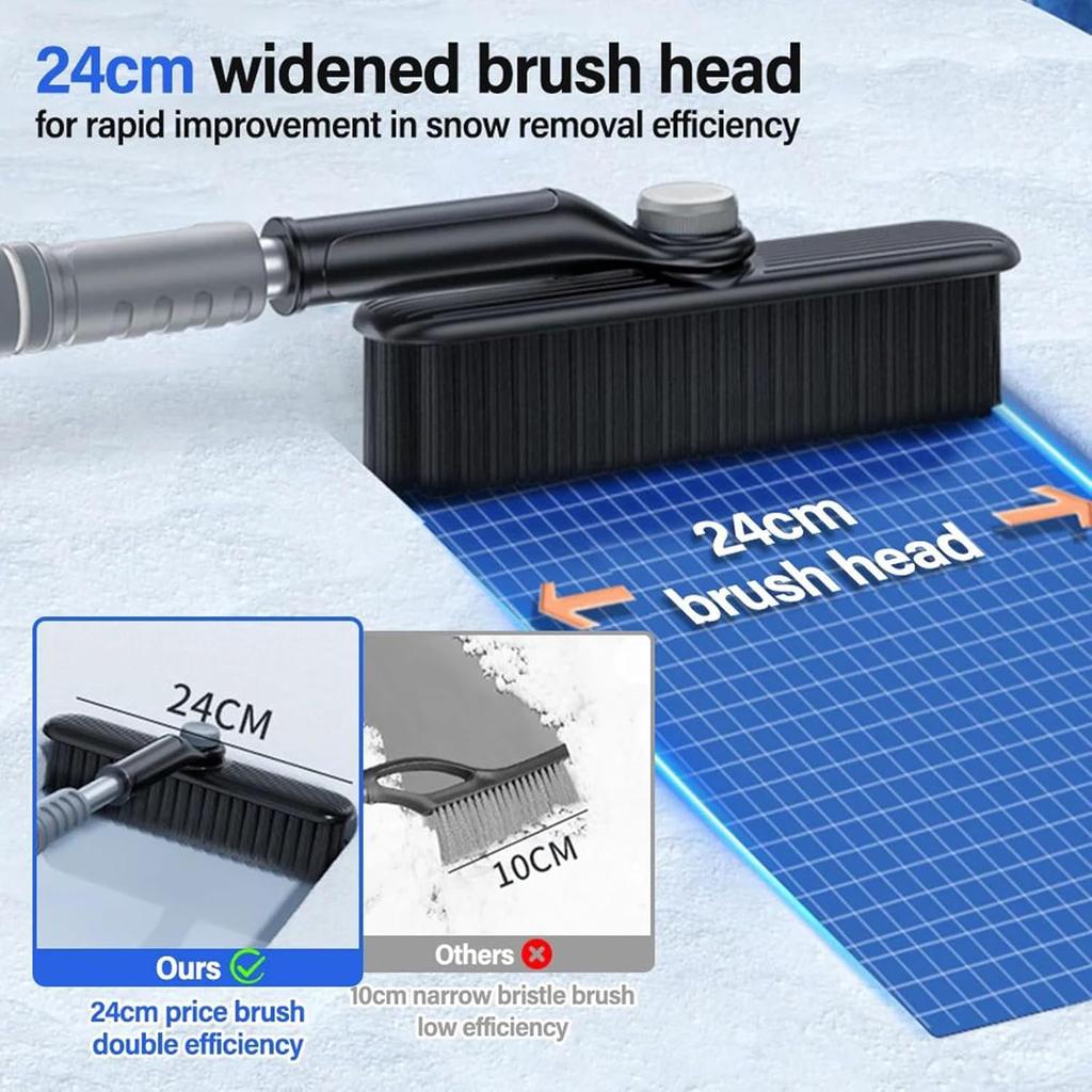 3 In 1 Snow Brush and Ice Scraper for Car Windshield Extendable Snow Removal 360° Pivoting Vehicle Winter Shovel Brush Snow Scraper with Long Handle