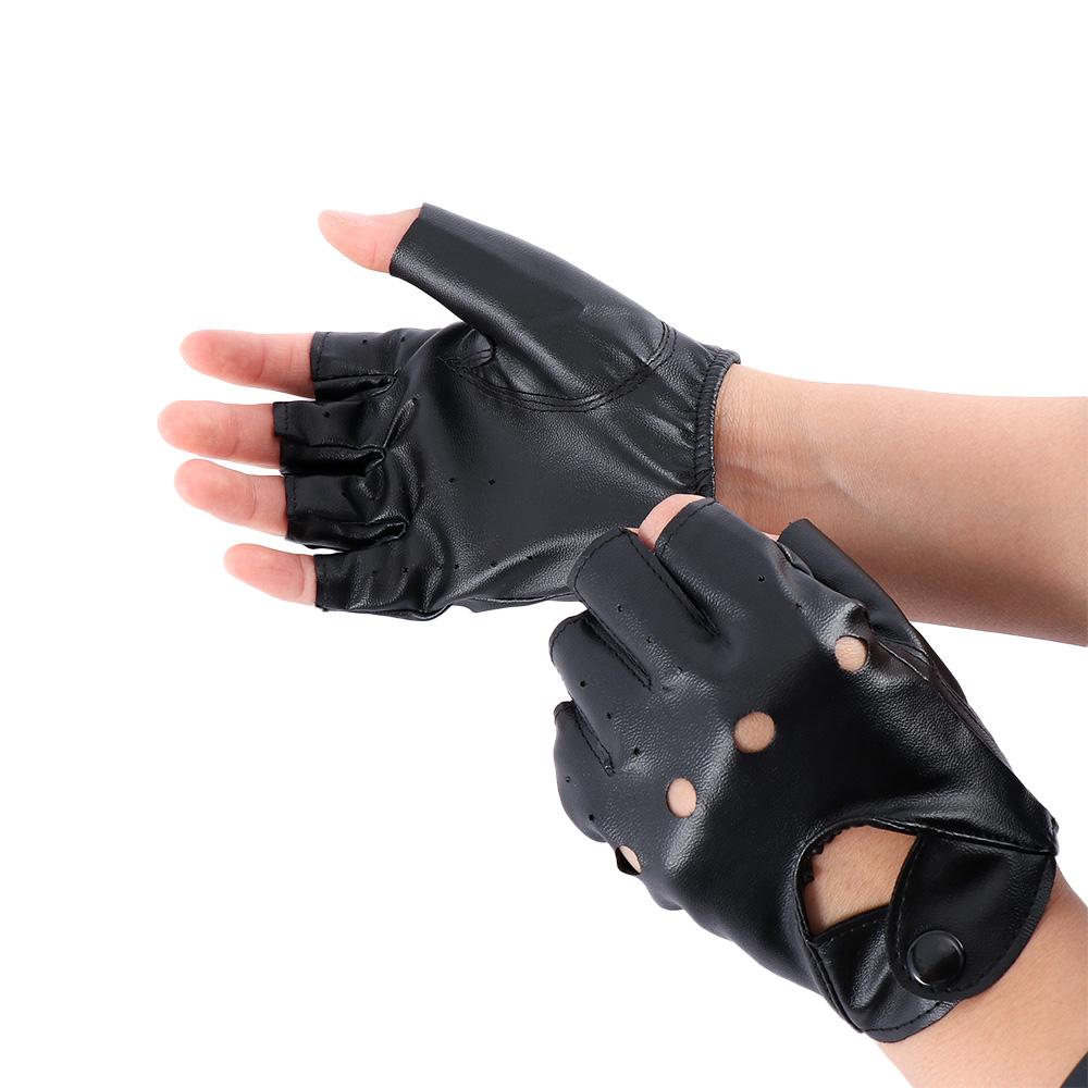 

New Women Black Fingerless Gloves PU Leather Half Finger Driving Gloves чёрный
