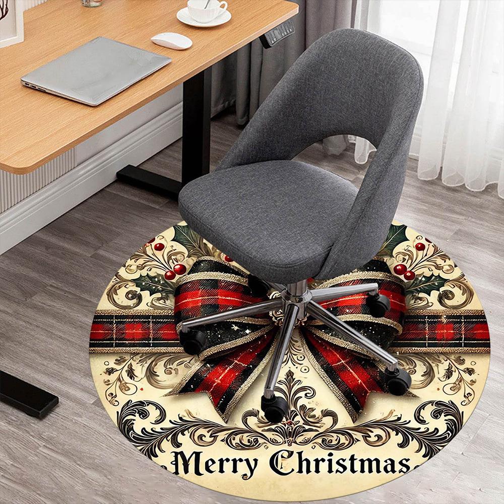

1pc Christmas Merry Christmas Round Chair mat Area Rug - Non-Slip, Floor Mat for Office, Bedroom, and Indoor Decor -1002002 80cm by 80cm