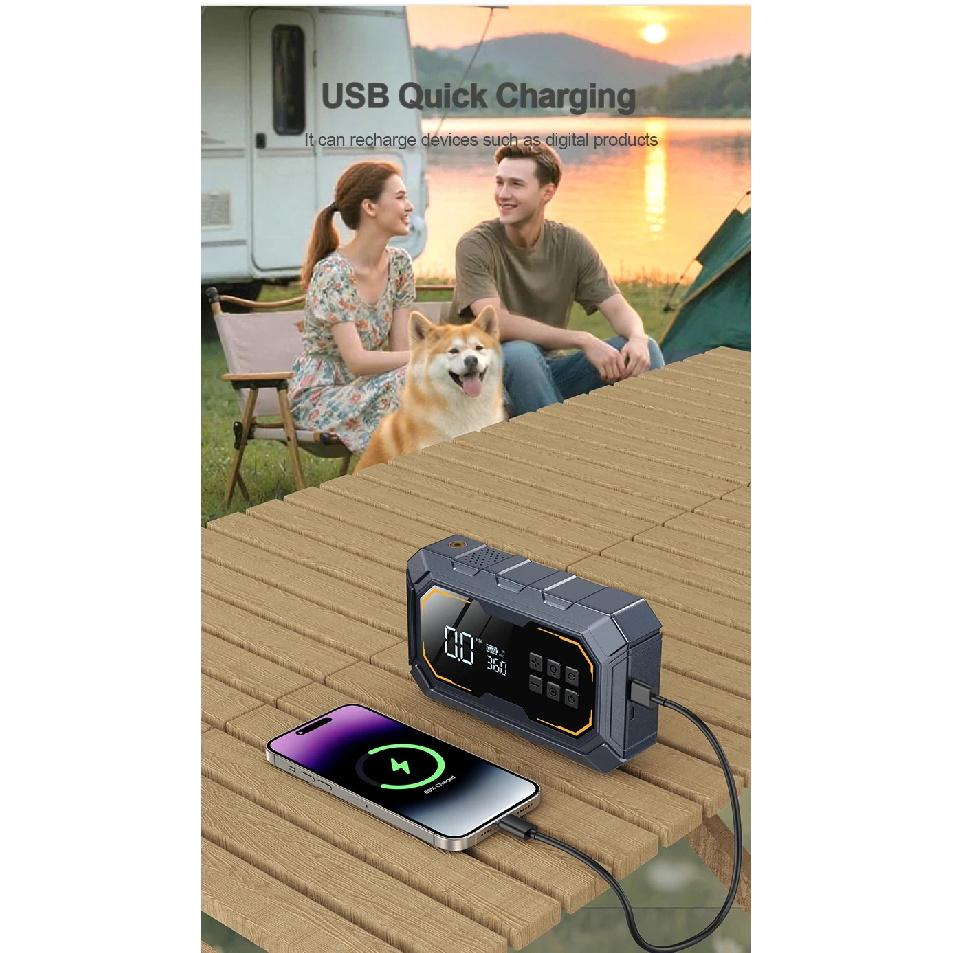 Portable 4 In 1 Car Jump Starter Air Compressor Tire Pump Led Lighting Power Bank 12V Car Battery Starter Car Battery Charger