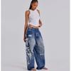 FlowStreet Jeansy z nadrukiem Moda Nowe Harajuku High Street Duży rozmiar Luźne spodnie Codzienne Jeansy z wysokim stanem