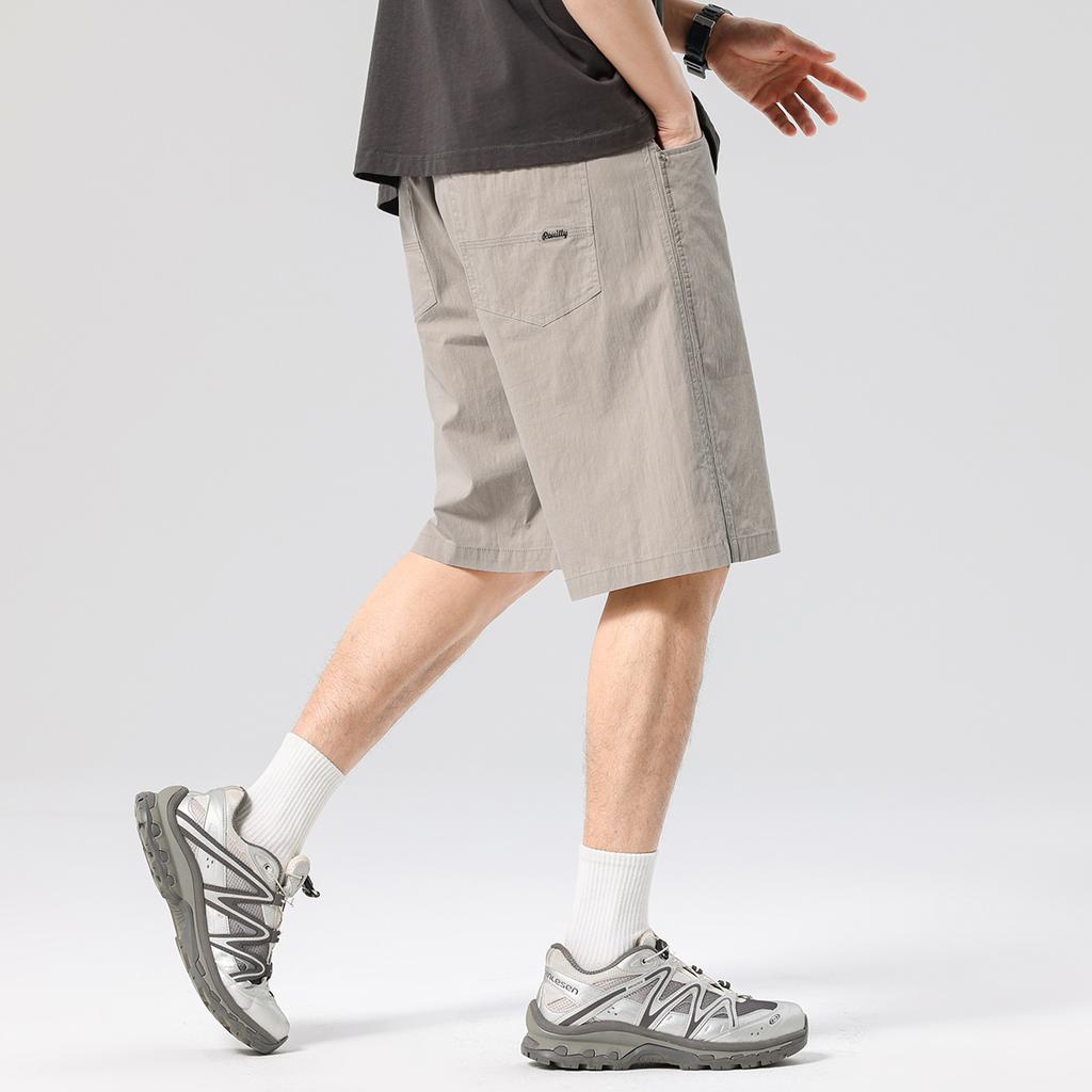Lightweight Linen Cotton Brocade Summer Thin Five Pocket Pants Versatile Straight Leg Men's Casual Shorts for Commuting