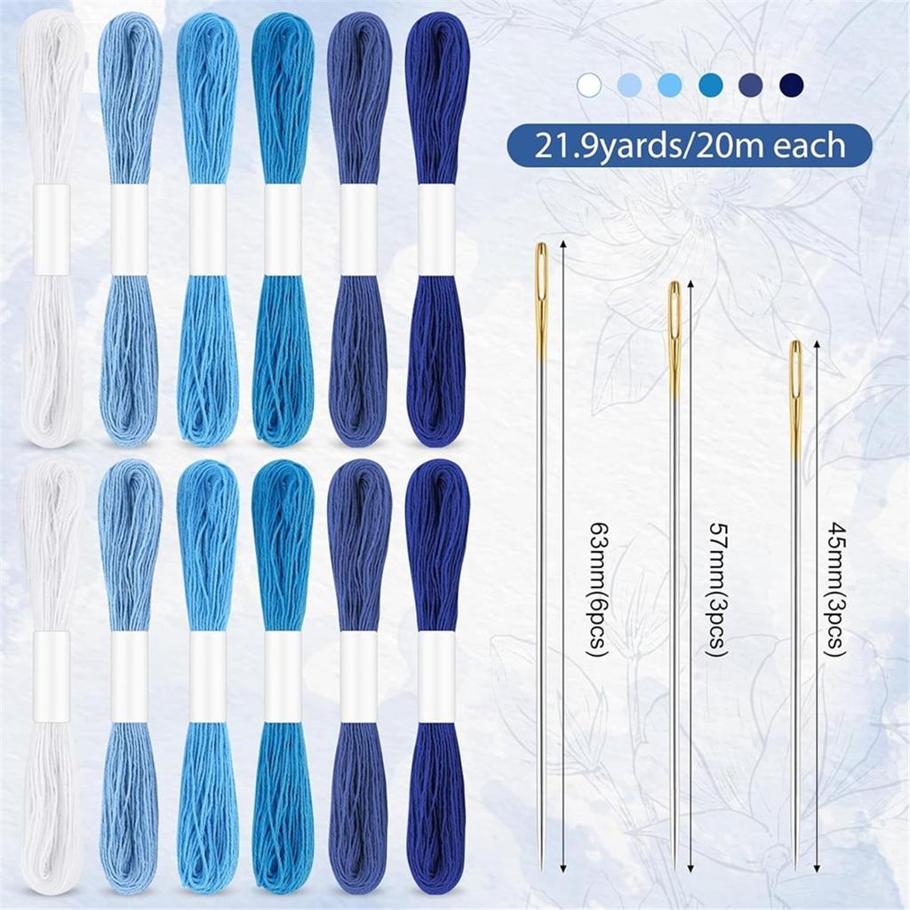 37 Pcs Thread Kit Cotton Thimble Patterns Embroidery Projects for Sewing Hand Quilting Mending Supplies
