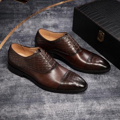 Fashion Luxury Genuine Leather Men's Oxford Dress Shoes Handmade Formal Lace-up Business Wedding Banquet Classic Men's Footwear