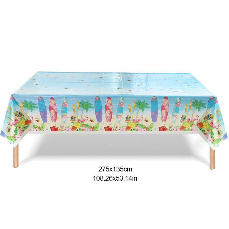Hawaiian Party Disposable Tablecloth Grass Flowers Pattern Table Cover Tropical Summer Beach Birthday Party Decoration Supplies
