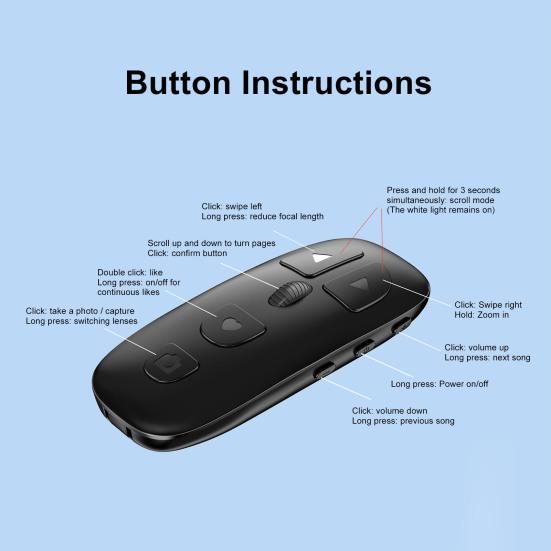 Bluetooth-compatible Remote Control with Rolling Wheel Wireless Phones Tablets Camera Shutter E-book Reading Short Video Page Turner Clicker