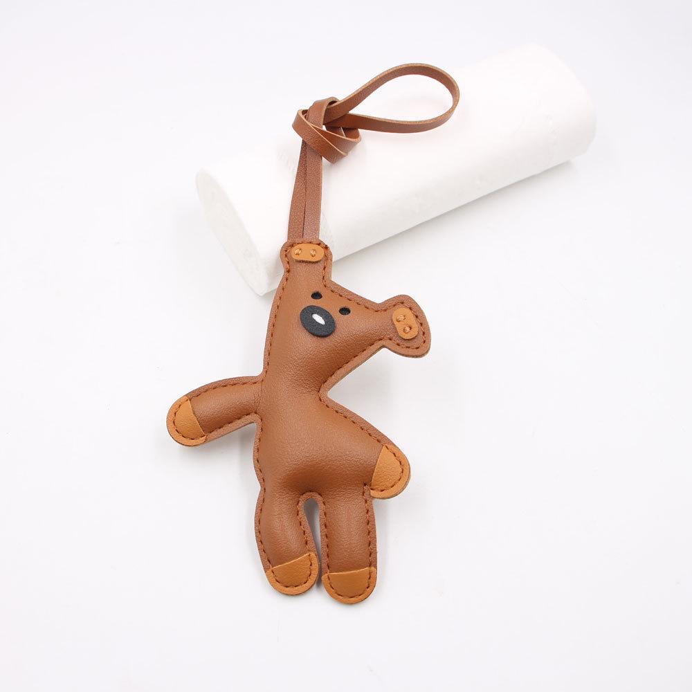 In Stock Cartoon Teddy Bear Leather Bag Pendant with Lanyard Accessories
