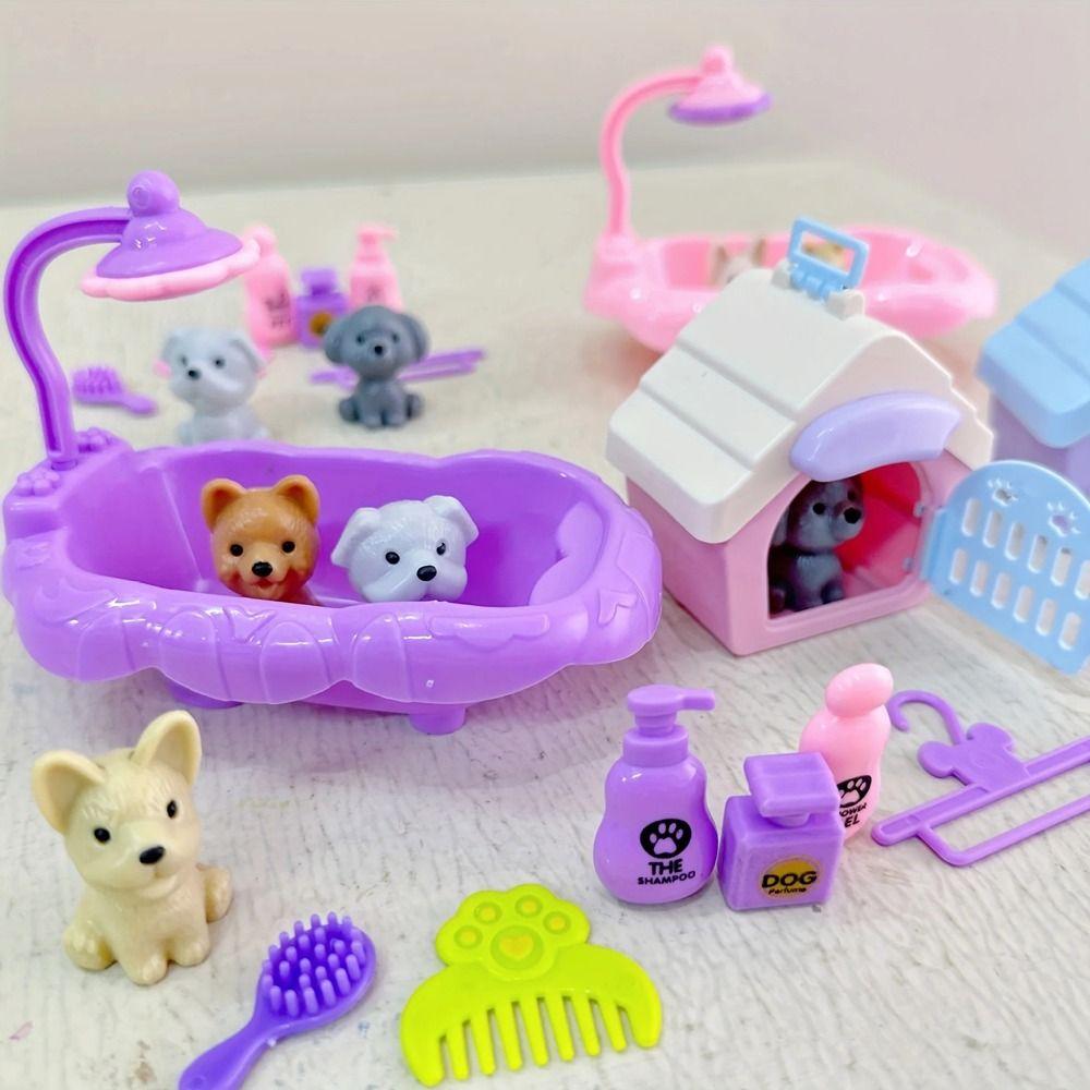 Pet Basket Dog Scene Playing Family Toys Dog Cage Toys Doll Accessories Dog Doll Set  Kids Toys