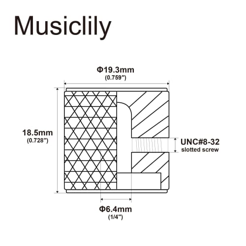 Musiclily Pro 1/4" Guitar Flat Top Aluminum Knobs, Side-Threaded Control Knobs, Barrel Knobs for Fender Mexico Player Tele Electric Guitars, Chrome (S